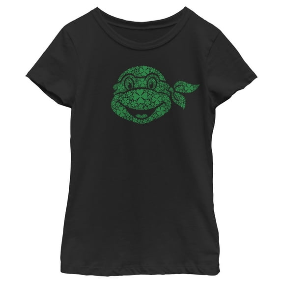 Girl's Teenage Mutant Ninja Turtles St. Patrick's Day Michelangelo Shamrock Fill  Graphic Tee Black X Small