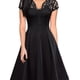 thumbnail image 1 of Vestido De Línea A De Encaje En Contraste Con Cuello En V, Elegante Vestido De Manga Corta Para Fiesta, Ropa De Mujer, 1 of 4