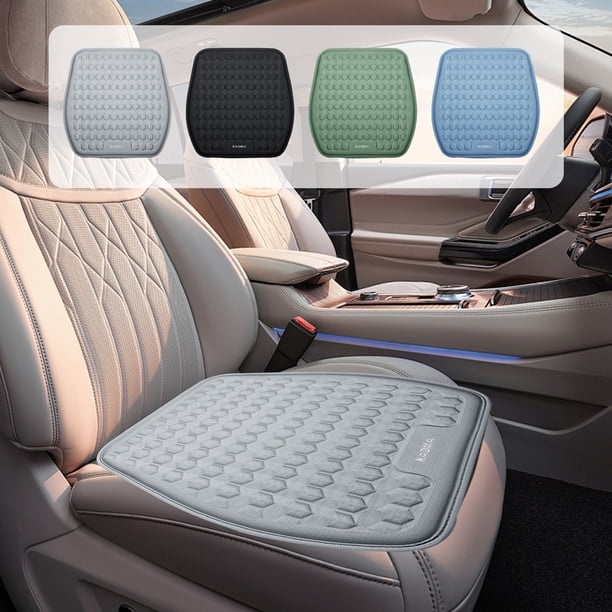 Cojín refrigerador para asiento de coche - Cojín de verano de seda de hielo ventilado con fondo antideslizante, 48x48cm, azul/verde/gris