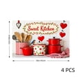 thumbnail image 4 of Joocar Sweet Kitchen Red Heart Cherry Pattern Linen Table Mats Set Of 4 For Home Kitchen Table Decor 12x18 inch, 4 of 5