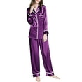 thumbnail image 2 of FCLoft Women's Silk-Like Pajama Set - 2-Piece Long Sleeve Sleepwear, Soft Lounge Wear, 2 of 8