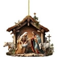 thumbnail image 2 of Charming Wooden Effect Nativity Scene Christmas Ornaments, Jesus Birth Decoration for Traditional Holiday Tree, 2 of 6