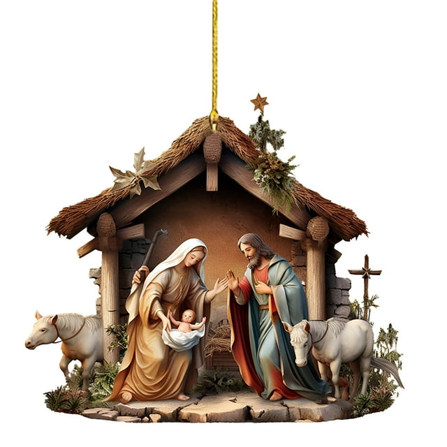 Nativity Ornaments Sublimation Unique Christmas Decor Christ Baby Mary Gift Christmas Tree Decoration