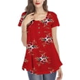 thumbnail image 1 of Sinhoon Womens Short Sleeve Round Neck Button Casual Blouse Summer T-Shirt, 1 of 4