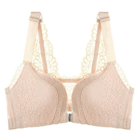 

Spdoo Plus Size Women Bra Front Closure Bra Wirefree Comfort No Padded Bra Beige 36
