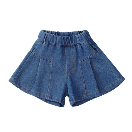 Zhlaeerr 2-11Y Girls Denim Shorts for Toddler Kids Summer Jogging Shorts for Baby Casual Solid Color Jeans
