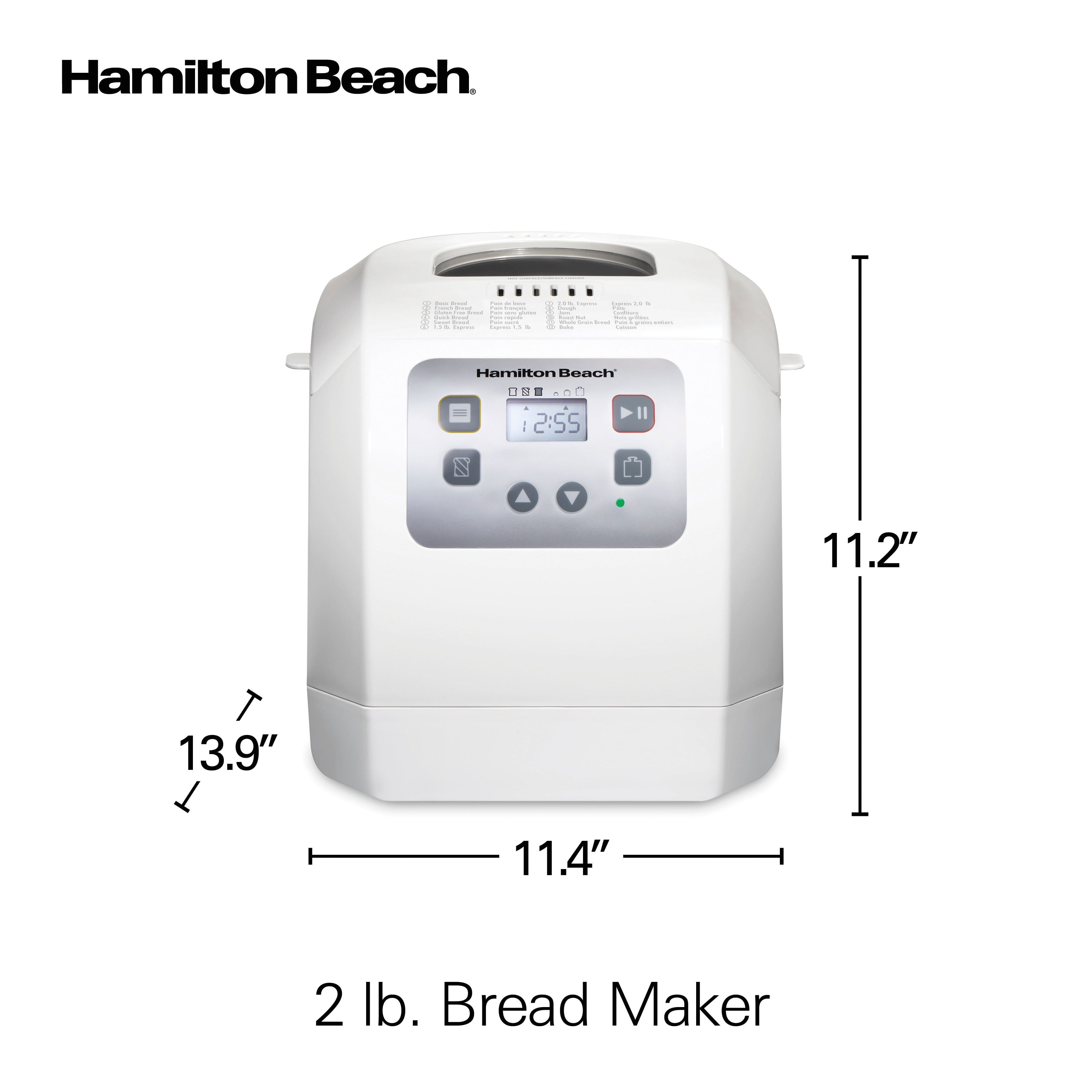  Hamilton Beach Bread Maker Machine, Digital, Programmable, 12  Settings + Gluten Free, Dishwasher Safe Pan + Kneading Paddle, 2 lb  Capacity, Black (29982): Home & Kitchen