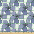 thumbnail image 2 of Ambesonne Hibiscus Fabric by the Yard Upholstery, Pastel Wildflowers Leaves, 10 Yards, Lavender Blue White, 2 of 5