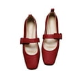thumbnail image 3 of Woobling Women's Flats Square Toe Mary Jane Ankle Strap Dress Shoes Women Ballet Flat Anti-Slip Pumps Slip On Low Heel Red 7.5, 3 of 9