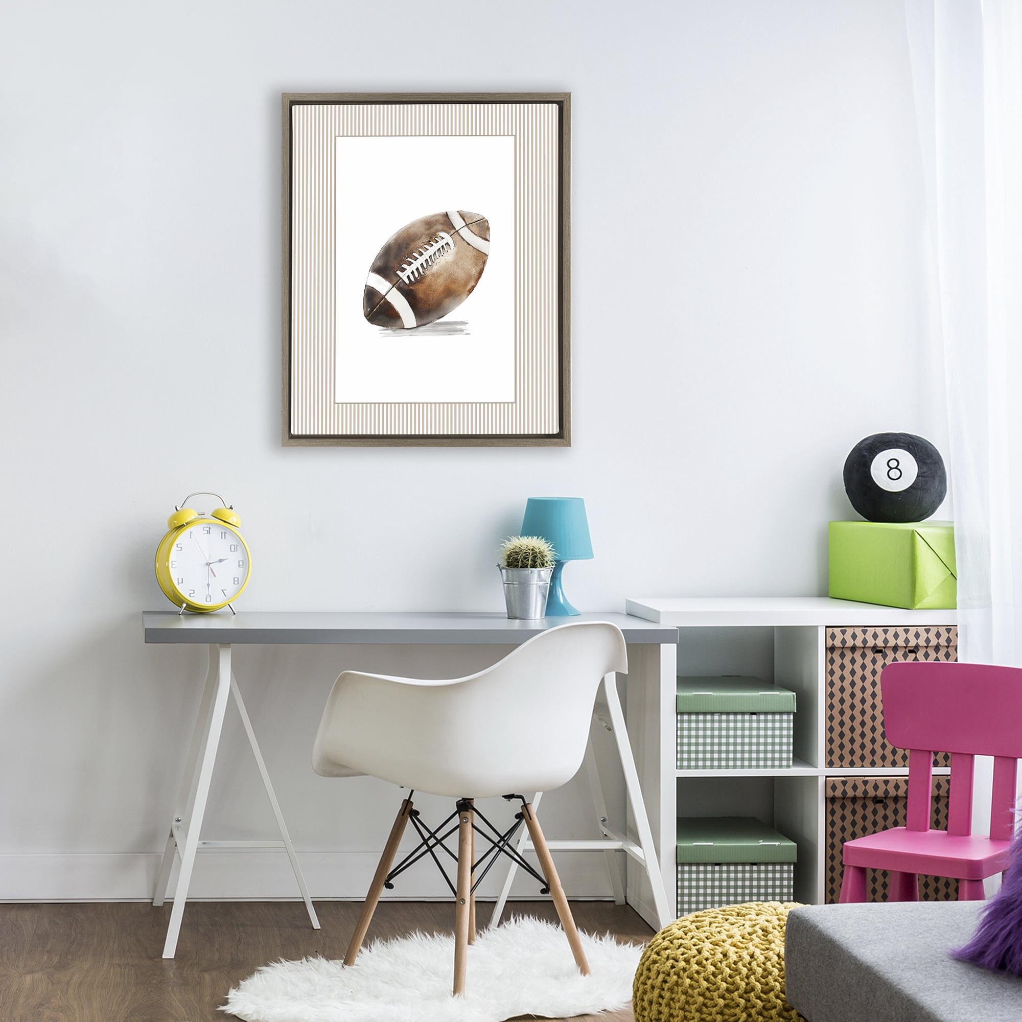 Stupell Industries Vintage Sports Football Brown Framed Floater Canvas Wall Art, design by Christine Simpson Art