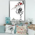 thumbnail image 3 of Designart 'Red Flowers With Japanese Cranes Bird Drawing' Traditional Framed Art Print, 3 of 4