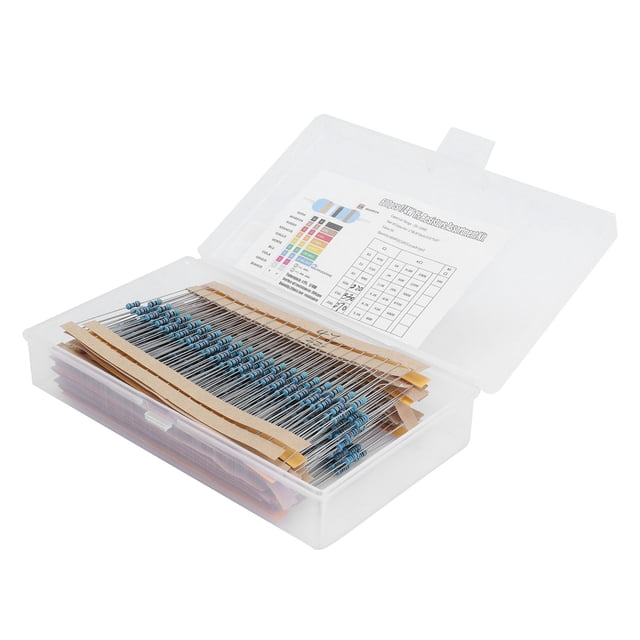 Kit surtido de 600 resistencias, 30 valores, 1 % de resistencia de película metálica, componentes de 1/4 W, 10 Ω, 1 MΩ