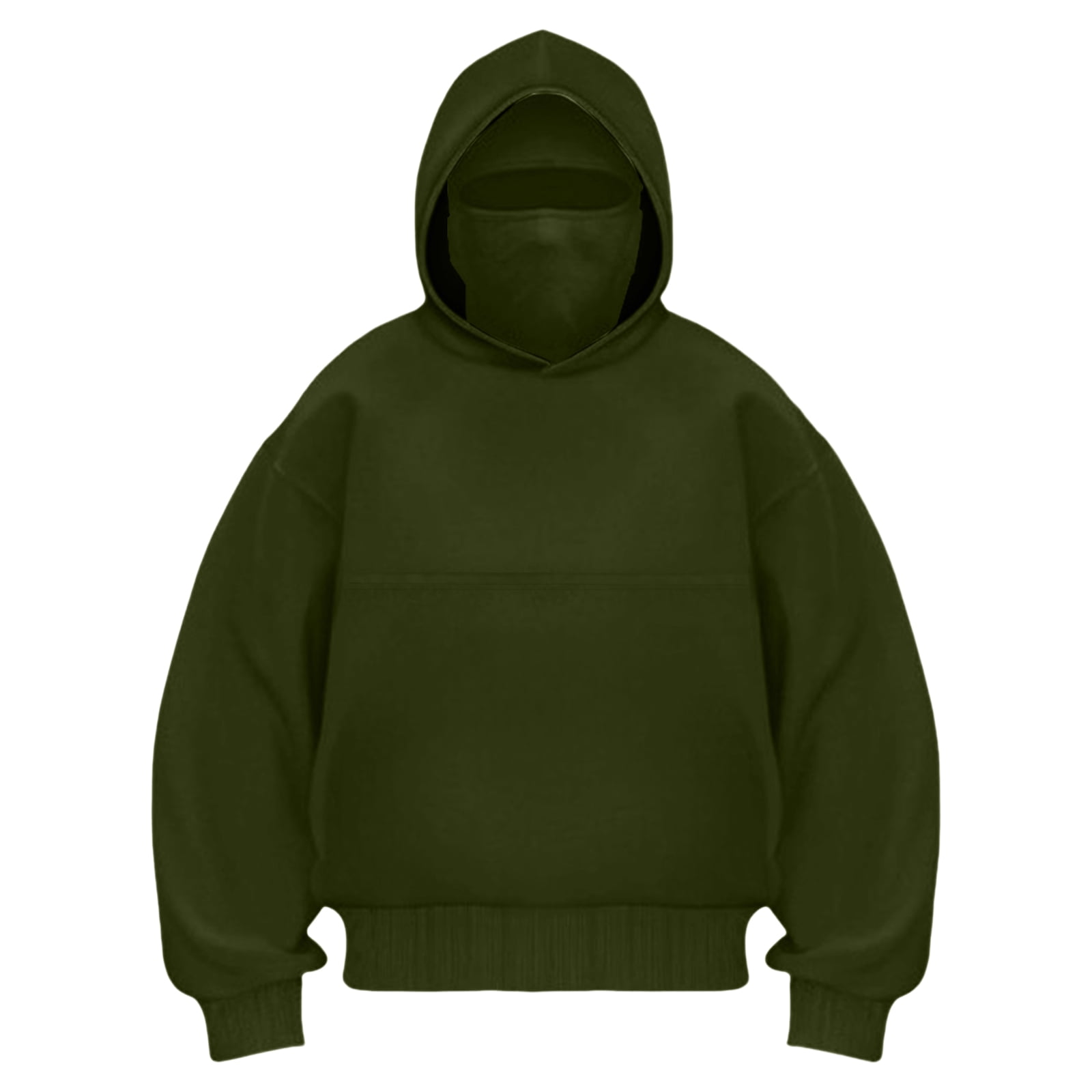 idosla Balaclava Ninja Hoodie with Built In Balaclava Unisex Women Long Sleeved Warm Pet Pocket and Winter Streetwear Sportswear Hoodies (Army Green, S)