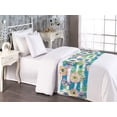 thumbnail image 2 of Floral Design Bed Runner, Dreamy Spring Leafy Flowers Boho with Butterfly Pattern on Stripes, Decorative Accent Bedding Scarf for Hotels Homes & Guest Rooms, Twin, Fern Green Sea Blue, by Ambesonne, 2 of 3