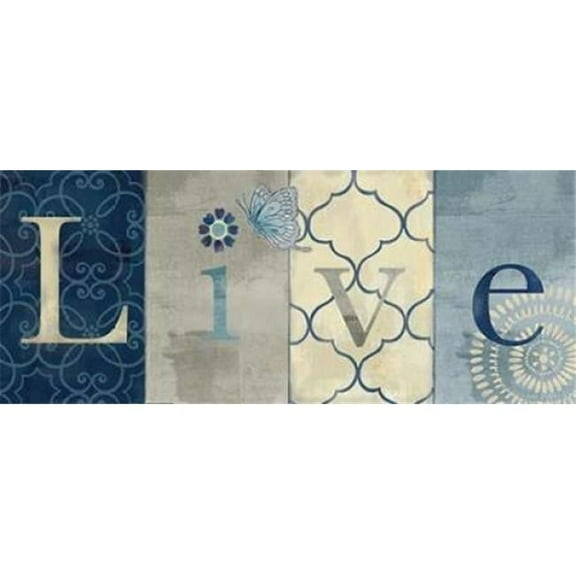 Roaring Brook Art PDXRB7327CCSMALL Live Love Laugh Navy I Poster Print by Cynthia Coulter, 10 x 20 - Small