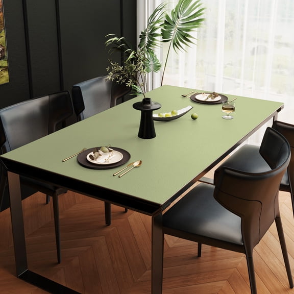 XmhyTop-A Faux Leather Tablecloth 100x40cm, Rectangle Table Protector Pad, Waterproof Wipeable PU Table Cover for Dining Office, 1 Piece,Green