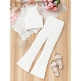 thumbnail image 3 of Kovlvoll Teen Girls Fashion 2 Piece Sets Ribbed Knit Sleeveless Suspenders Tops with Bell Bottom Pants Outfits, 3 of 4