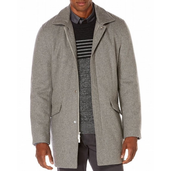 Perry Ellis NEW Gray Alloy Mens Size Large L 2-Pocket Zip-Front Coat