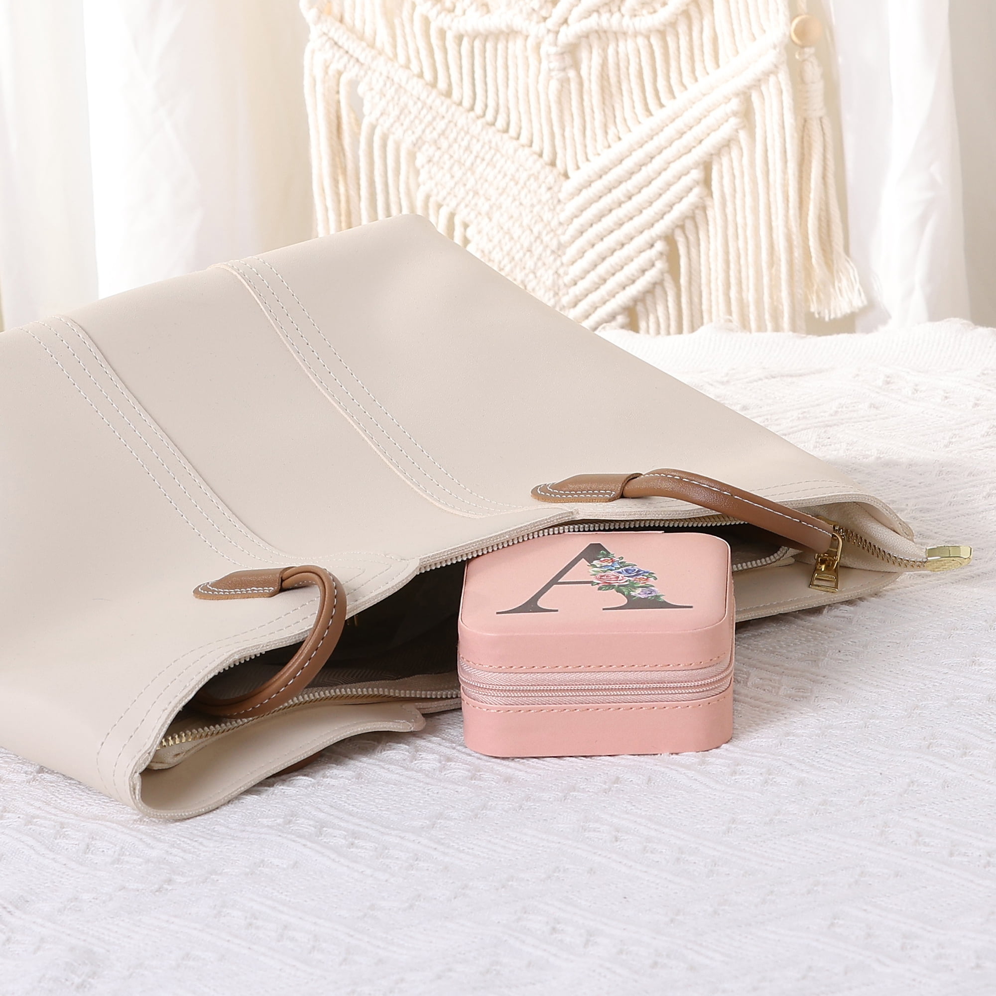 Unique Bargains Jewelry Box Small PU Leather Jewelry Organizer Case Storage Display Holder Pattern A