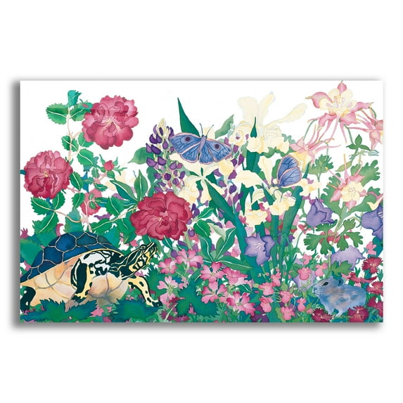 Epic Art 'Turtle With Butterfly' by Carissa Luminess, Acrylic Glass Wall Art, 16"x12"