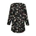 thumbnail image 4 of Olyvenn Floral Print 3/4 Length Sleeve Womens Tops 2025 Summer Henley Buttons V Neck Shirts Trendy Flowy Tunic Blouse Tees Multicolor XXL, 4 of 5