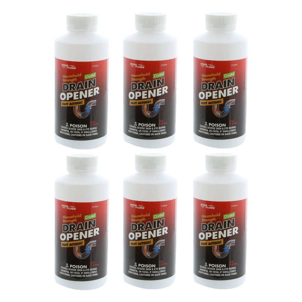 Aqua Plumb Crystal Drain Opener Cleaner Lye Fast Acting Strength 16 oz