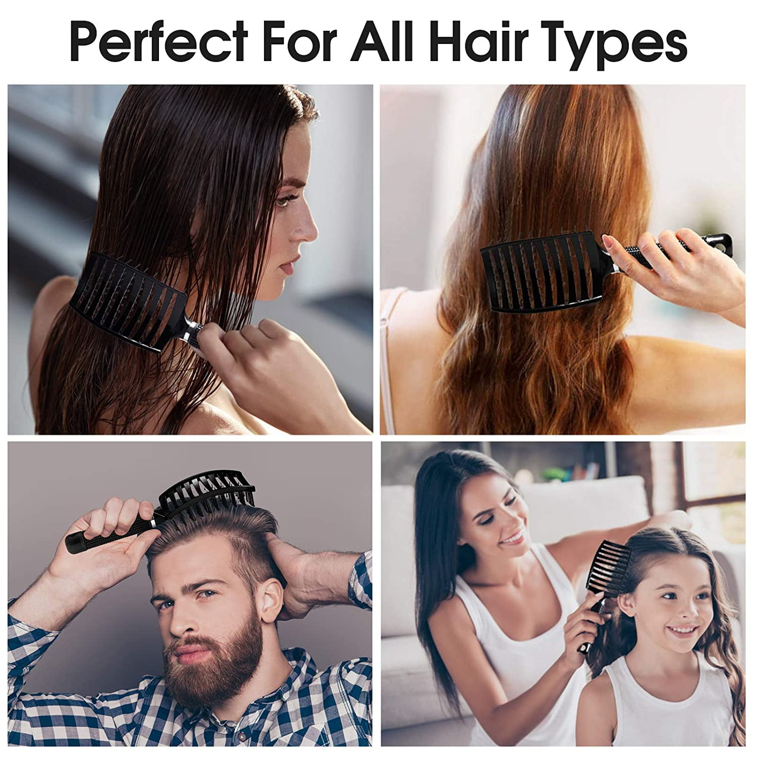 Hair Brush Curved Vented Brush Faster Blow Drying Professional Curved Vent Styling Hair Brushes for Women Men Paddle Detangling Brush for Wet Dry Curly Thick Straight Hair Walmart