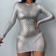 thumbnail image 4 of Vestido ahuecado de manga larga con cuello redondo para mujeres europeas y americanas en invierno, falda delgada sexy con nalgas (L), 4 of 5