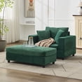 thumbnail image 4 of CQSXDA Versatile Upholstered Chaise Lounge Chair and Ottoman Combo With Pillows,  Sleeper Couch For Home Use, Green, 4 of 17
