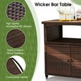 thumbnail image 6 of Ktaxon Outdoor Patio Wicker Bar Counter Table w/4 Wheel, 2 Doors, Weather-proof Rattan Bar Table with Handrail , Storage Box- Brown, 6 of 11
