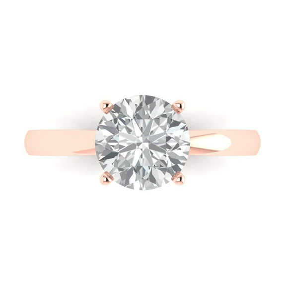 Solitaire Engagement Ring for Women - 2ct Simulated Diamond in 18K Rose Gold Promise Ring