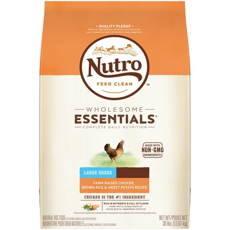 NUTRO WHOLESOME ESSENTIALS Adult Large Breed Dry Dog Food Farm-Raised Chicken, Brown Rice & Sweet Potato Recipe, 30 lb. Bag