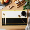 thumbnail image 2 of Modern Black Gold Placemats Set of 12 Minimalist Geometric Yellow Striped Place Mats Indoor Wipeable Table Mats Washable Cloth Dining Table Placemats for Kitchen Holiday Party Home Decor 13x19 Inch, 2 of 9