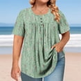 thumbnail image 2 of ZVAVZ Plus Size Tops for Women Trendy Gradient Tie Dye T-Shirts Buttons Pleated Henly Crew Neck Blouse Relaxed Fitted Comfy Pullover Blouse Blue,5XL, 2 of 7