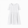 thumbnail image 2 of NIEWTR Robe d'Été Unie pour Filles Manches Bouffantes Taille Ajustée Robe Trapèze (Blanc, 4-5 Ans), 2 of 4