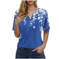 thumbnail image 1 of Blusas de Manga Corta para las Mujeres Impresas Cuello Redondo Casual Top, Blusa de Algodón de Imitación para el Hogar Y Diario, 1 of 5