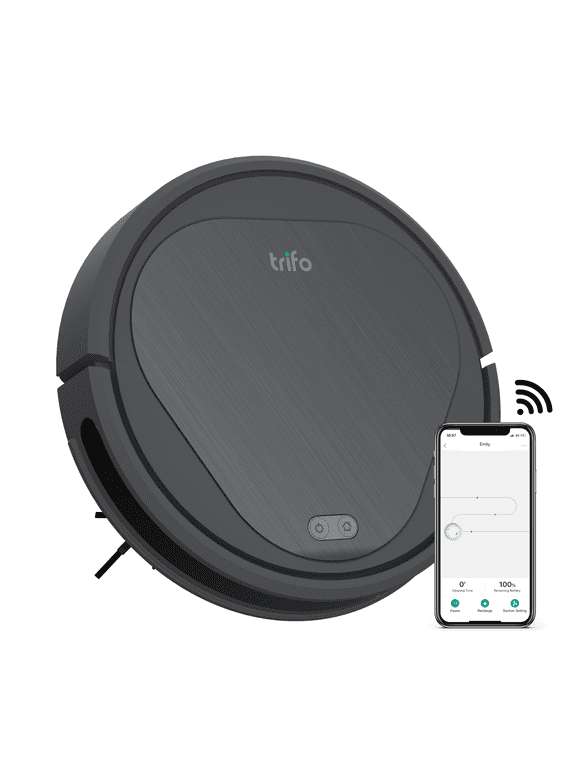 Trifo Emily Robot Vacuum, Precise Back & Forth Navigation and 110 Minute Runtime allow Emily to clean up to 3X the area of random navigating robots, Powerful Suction (2500pa), WiFi and Alexa Enabled