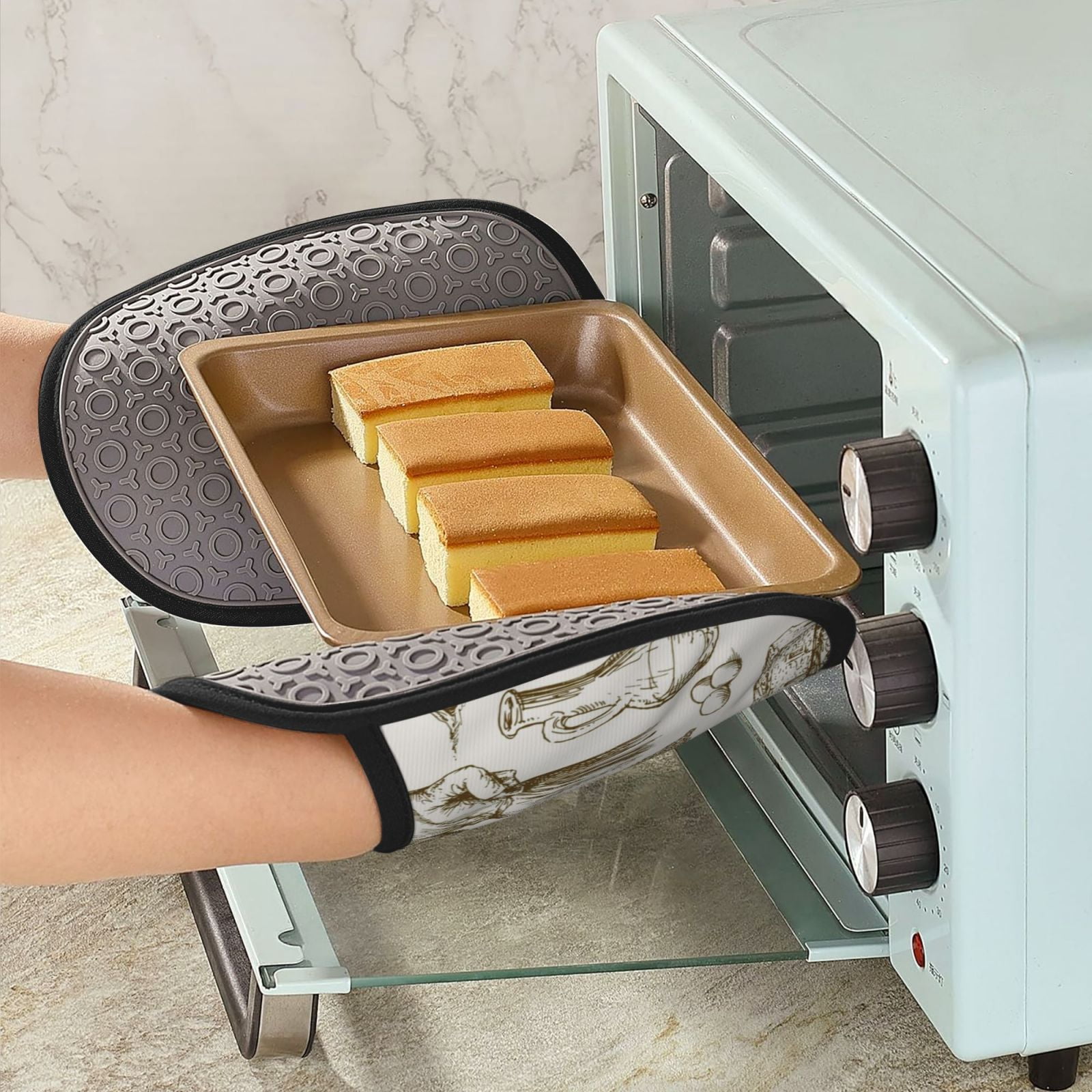Naloa Olive Picking Silicone Pot Holders, Oven Mitts Heat Resistant Hot Pads, Non Slip Pot Holder for Kitchen Baking and Cooking 9.4 x 7.5 Inches