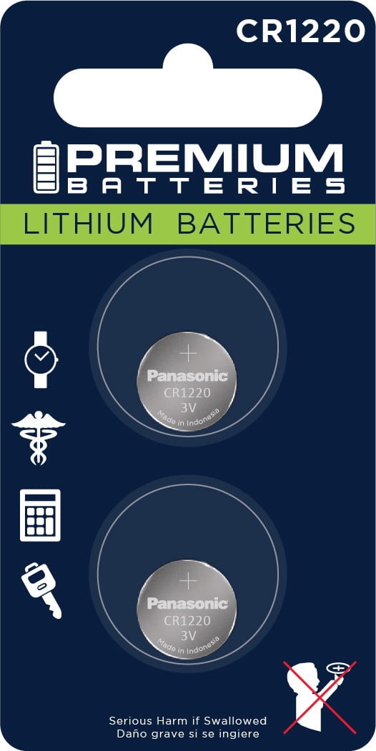 Premium Batteries Panasonic CR1220 3V Child Safe Lithium Coin Cell (2 Count)