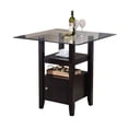5 Piece Cappuccino Wood & Glass Square Counter Height Kitchen Dinette ...