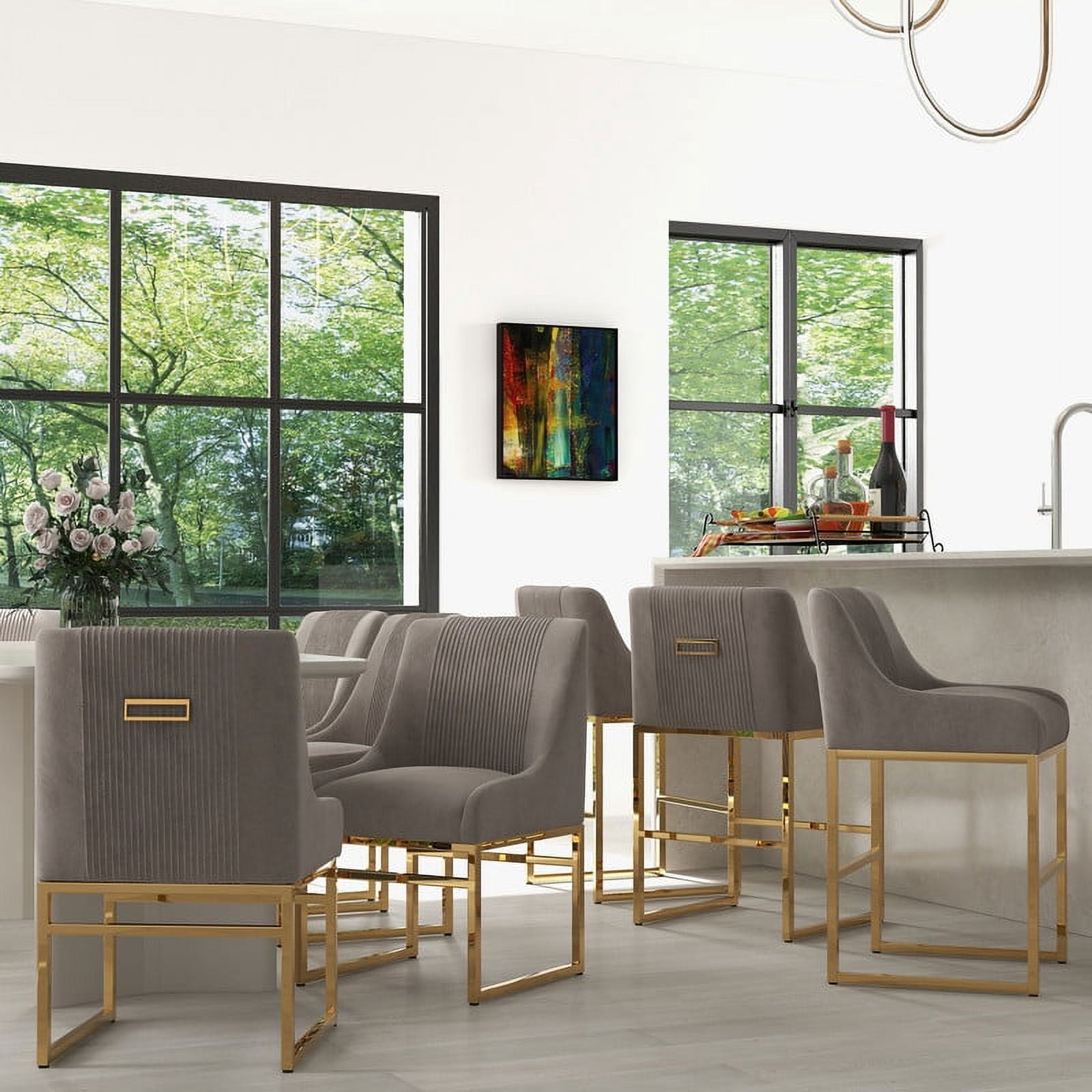 SEYNAR Modern Velvet Upholstered Accent Dining Chairs Set of 8, Kitchen Side Chair with Metal Frame for Living Room