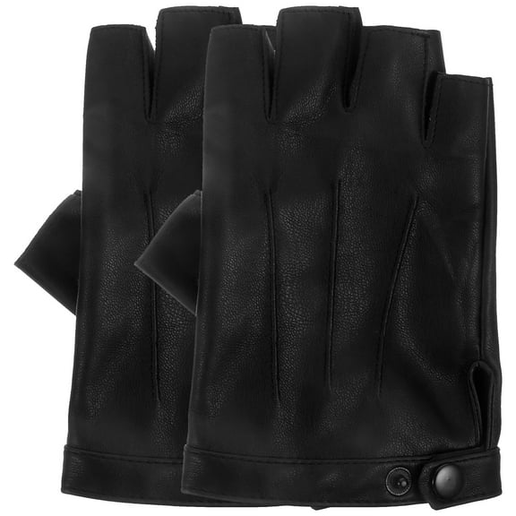 LOLIPPYY 1 Pair PU Half Finger Gloves for Driving, Cycling, Hiking, Outdoor Sports, Fitness, and Workout Activities