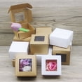 thumbnail image 2 of Wholesale of 10 latest gift packaging boxes with window white/kraft paper boxes, party matching candy gift bags 10x10x6cm kraft, 2 of 6