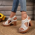 thumbnail image 6 of Viluyesy Womens Chunky Heeled Sandals, Thick Sole Peep Toe Hollow Out Summer Fashion Dressy Pumps Shoes Beige US5.5, 6 of 8