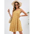 thumbnail image 3 of Chiclily Summer Sleeveless Dress Casual Beach Cover up Tank Sundress with Pockets, Yellow White Flower S, 3 of 6