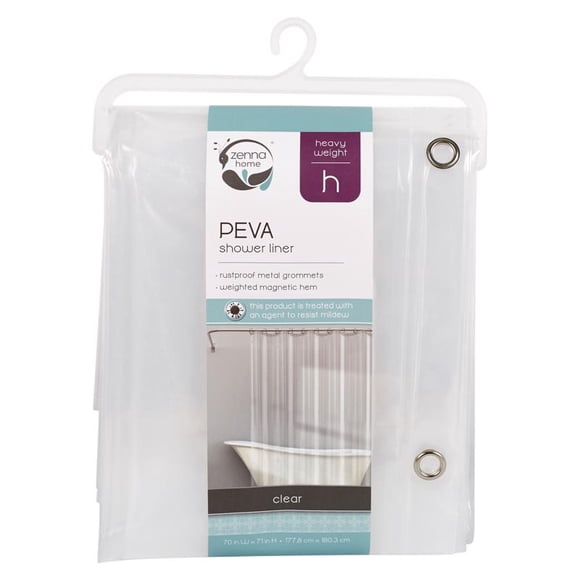 Forro de cortina de ducha Zenna Home, transparente, PEVA, 180 x 178 cm, resistente