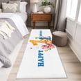 thumbnail image 3 of Happy 1rd Birthday Runner Rugs 2x6 ft Cartoon Pink Yellow Blue Dinosaurs Floral Washable Hallway Rugs Non-Slip Floor Mats Absorbent Carpet Bedside Runners for Bedroom Kitchen Bathroom Laundry Room, 3 of 9