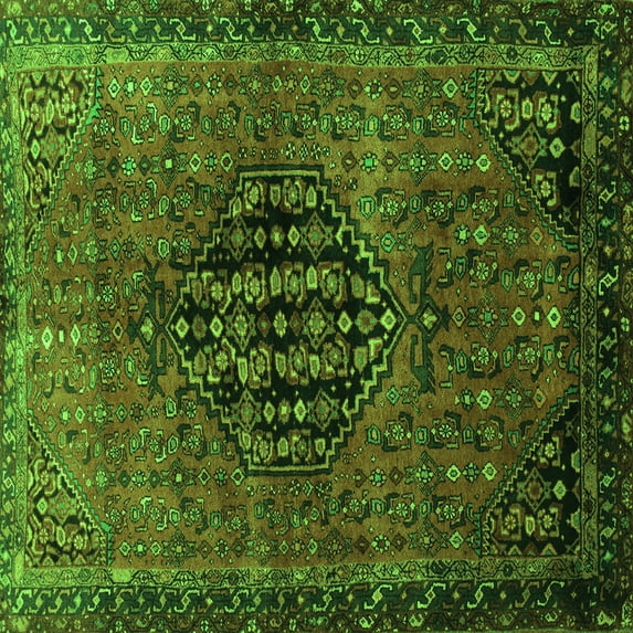 Ahgly Company Indoor Square Persian Green Traditional Area Rugs, 4' Square