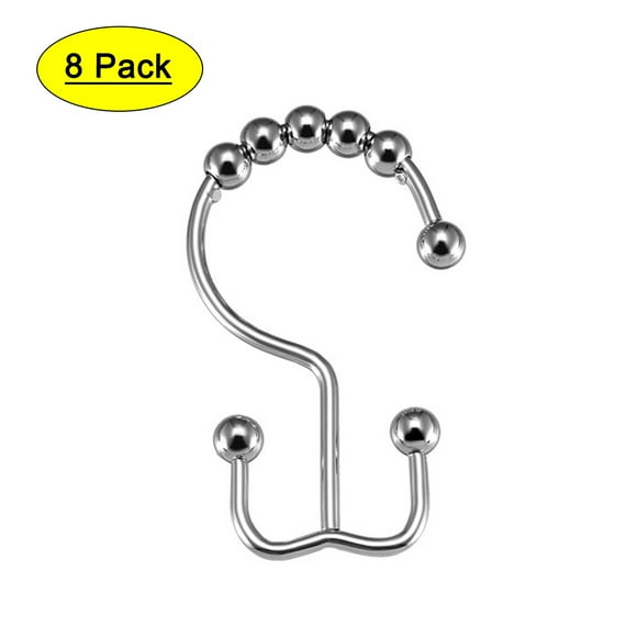Unique Bargains Shower Curtain Ring Hooks Metal Double Roller Glide for Bathroom Shower Rods Curtains Liners 8 Pcs