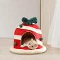 thumbnail image 1 of Cama navideña para mascotas, bonito nido semicerrado para gatos, caja de regalo navideña con forma suave, camas navideñas para gatos y perros pequeños, 1 of 8